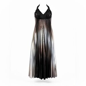 Betsy & Adam Black and Silver halter Dress